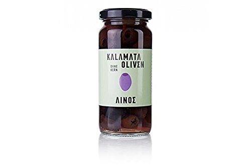 Schwarze Oliven, ohne Kern, Kalamata-Oliven, in Lake, ANEMOS, 227g von Linos