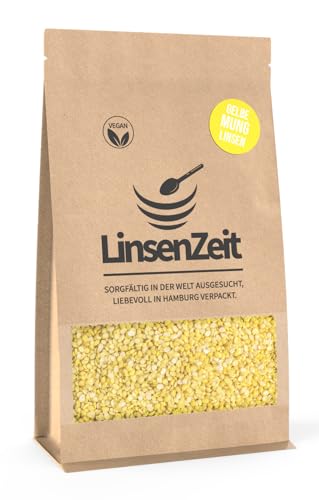 LinsenZeit - Gelbe Mung Linsen 600g - Großartige Proteinquelle - Mungdal - Moong Dal – Vegan, ohne Zusatzstoffe & Premium Qualität von LinsenZeit