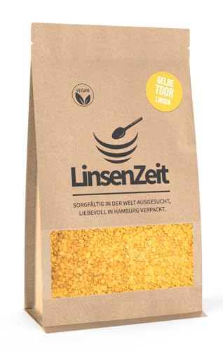 LinsenZeit – Gelbe Toor Linsen 600g – Arhar Dal - Toor Dal - Straucherbsen geschält und halbiert – Einzigartige Proteinquelle – Vegan, ohne Zusatzstoffe & Premium Qualität von LinsenZeit