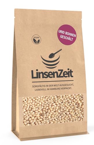 LinsenZeit – Geschälte Uridbohnen ganz 600g - Weiße Urid Bohnen - Matpe Bohnen – Urad Bohnen - Gota – Einzigartige Proteinquelle – Vegan, ohne Zusatzstoffe & Premium Qualität von LinsenZeit