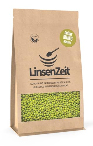 LinsenZeit - Grüne Mung Bohnen 600g - Mungobohnen - Natürliche und ungeschälte Mungbohnen – Vegan, ohne Zusatzstoffe & Premium Qualität von LinsenZeit