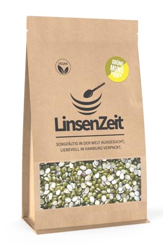 LinsenZeit - Grüne Mung Bohnen halbiert 600g - Mung Dal Chilka - Großartige Proteinquelle – Vegan, ohne Zusatzstoffe & Premium Qualität von LinsenZeit
