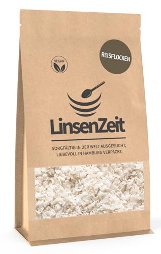 LinsenZeit – Reisflocken 400g – Rice Flakes – Poha – Pawa - Glutenfrei - Vegan & ohne Zusatzstoffe & Premium Qualität von LinsenZeit