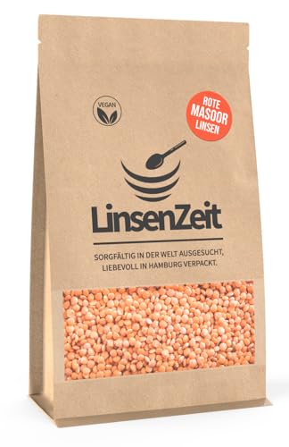 LinsenZeit - Rote Masoor Linsen 600g - Großartige Proteinquelle - Rote Linsen - Vegan, ohne Zusatzstoffe & Premium Qualität von LinsenZeit