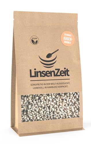 LinsenZeit - Schwarzaugenbohnen 600g - Black Eye Beans - Einzigartige Proteinquelle – Vegan, ohne Zusatzstoffe & Premium Qualität von LinsenZeit