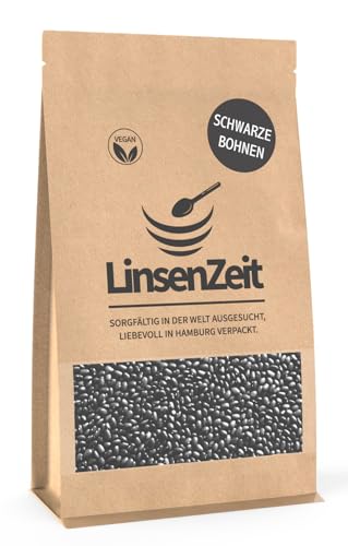 LinsenZeit – Schwarze Bohnen 600g – Schwarze Kidneybohnen - Frijoles Negros - Black Turtle Beans - Großartige Proteinquelle - Vegan & ohne Zusatzstoffe & Premium Qualität von LinsenZeit
