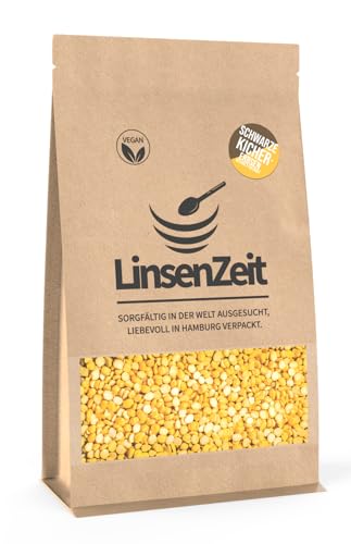 LinsenZeit - Schwarze Kichererbsen geschält und halbiert 600g - Chana Dal -Einzigartige Proteinquelle – Vegan, ohne Zusatzstoffe & Premium Qualität von LinsenZeit