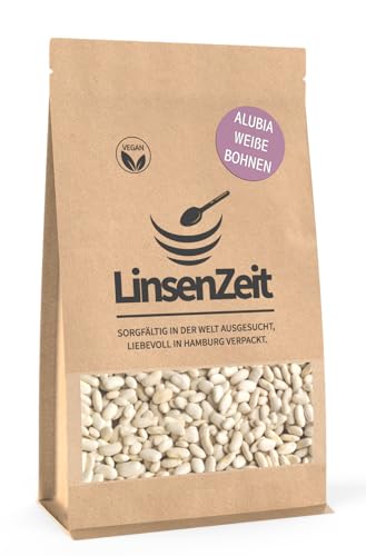 LinsenZeit – Weiße Bohnen 600g – Limabohnen - Alubia Bohnen - Naturbelassen - Großartige Proteinquelle - Vegan & ohne Zusatzstoffe & Premium Qualität von LinsenZeit