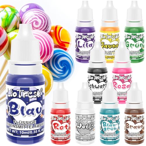 Lebensmittelfarbe Flüssig Set – 10 Farben Flüssiges Lebensmittelfarben– Lebendige Flüssige Lebensmittelfarbe Zum Backen, für Sahne, Dekorieren, Zuckerguss, Fondant, Macarons – Vegan, 10ml Lebensmittelfarbe Flüssig Set – 10 Farben Flüssiges Lebensmittelfarben– Lebendige Flüssige Lebensmittelfarbe Zum Backen, für Sahne, Dekorieren, Zuckerguss, Fondant, Macarons – Vegan, 10ml von LioTresk