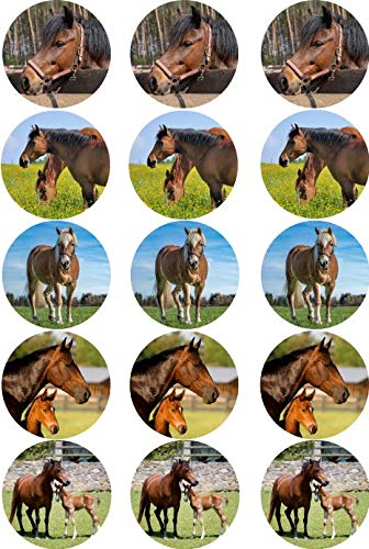 Essbarer Torten- & Muffinaufleger Pferd Mix / 15 Stück 5cm Ø von Lion-Decor GmbH