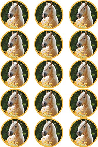 Essbarer Torten- & Muffinaufleger Pferd1 / 15 Stück 5cm Ø von Lion-Decor GmbH