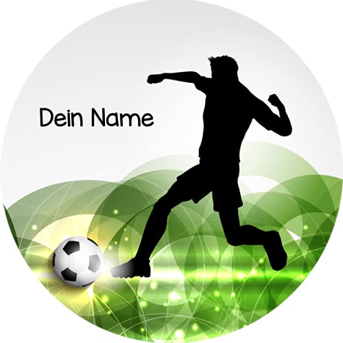 Essbarer Tortenaufleger Fußball9 mit Wunschtext / 20cm Ø von Lion-Decor GmbH