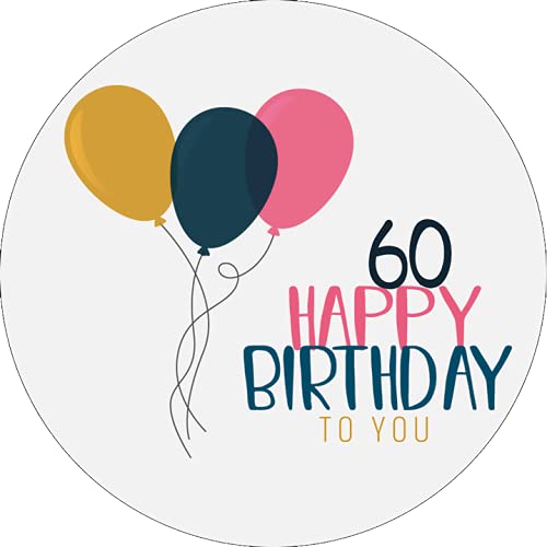 Tortenaufleger 60. Geburtstag1 / mehr Farben zur Auswahl / 20 cm Ø (rosa) von Lion-Decor GmbH