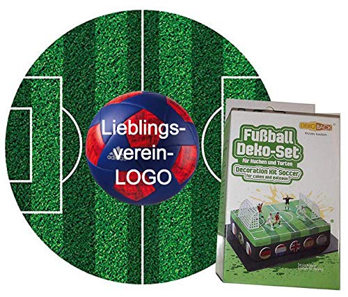 Tortenaufleger DekoSet + Fußballfeld rund 20cm mit Wunschverein von Lion Decor GmbH