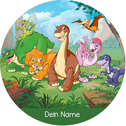 Tortenaufleger Dino 4 mit deinem Wunschnamen / 20 cm Ø von Lion Decor GmbH