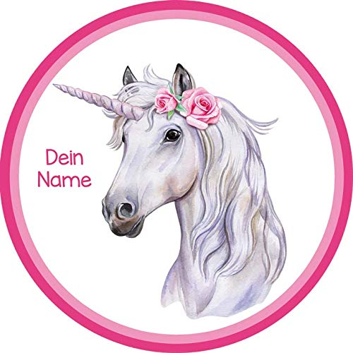 Tortenaufleger Einhorn6 mit Wunschname / 20 cm Ø Tortenaufleger Einhorn6 mit Wunschname / 20 cm Ø von Lion-Decor GmbH