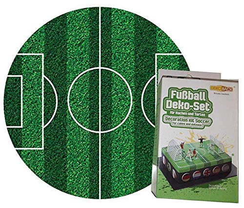 Tortenaufleger Fußballfeld rund 20cm mit Deko-Set 7-teilig von Lion Decor GmbH