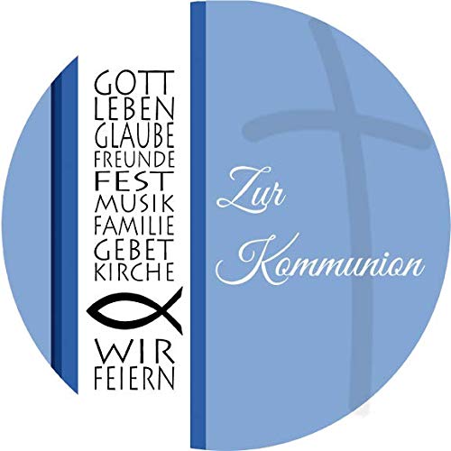 Tortenaufleger Kommunion2 / 20 cm Ø (blau) von Lion-Decor GmbH