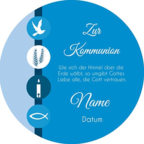 Tortenaufleger Kommunion4 / mehr Farben zur Auswahl / 20 cm Ø (blau) von Lion-Decor GmbH