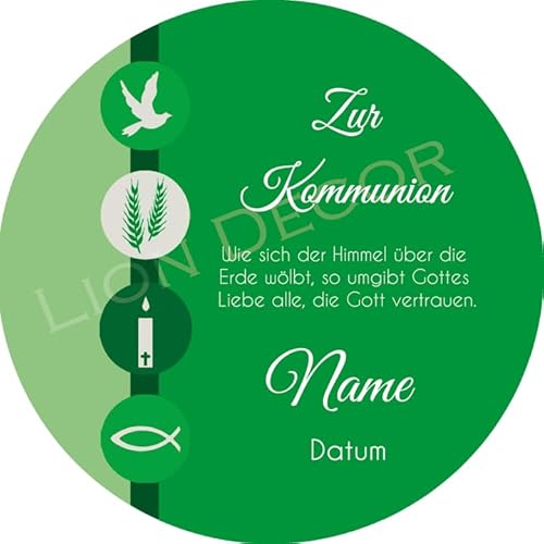 Tortenaufleger Kommunion4 / mehr Farben zur Auswahl / 20 cm Ø (grün) Tortenaufleger Kommunion4 / mehr Farben zur Auswahl / 20 cm Ø (grün) von Lion-Decor GmbH