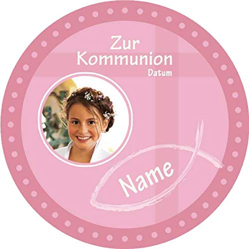 Tortenaufleger Kommunion5 rosa / 20 cm Ø von Lion-Decor GmbH