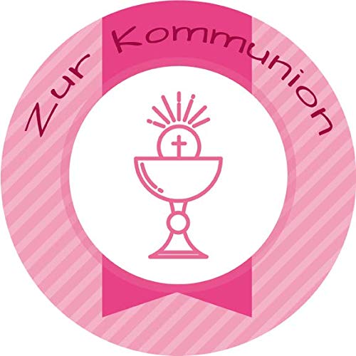 Tortenaufleger Kommunion6 / mehr Farben zur Auswahl / 20 cm Ø (rosa) von Lion-Decor GmbH