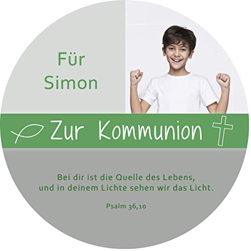 Tortenaufleger Kommunion7 grün / 20 cm Ø von Lion-Decor GmbH