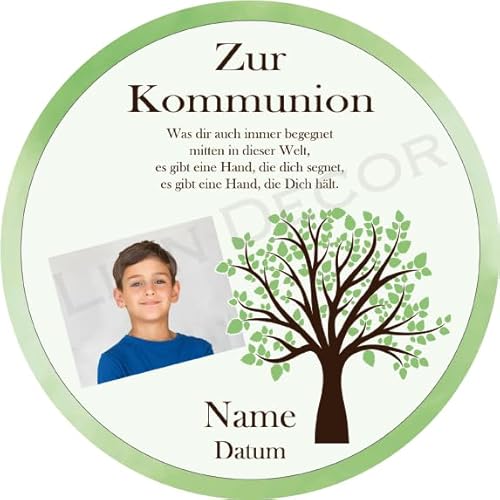 Tortenaufleger Kommunion9 / mehr Farben zur Auswahl / 20 cm Ø (grün) von Lion-Decor GmbH