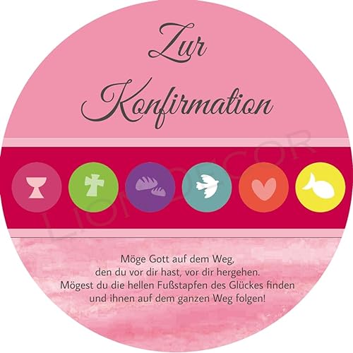 Tortenaufleger Konfirmation1 / 20 cm Ø (rosa) von Lion-Decor GmbH