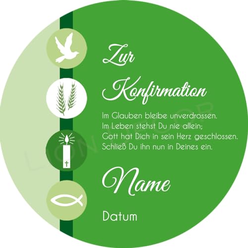 Tortenaufleger Konfirmation3 mit Name und Datum/mehr Farben zur Auswahl / 20 cm Ø (grün) Tortenaufleger Konfirmation3 mit Name und Datum/mehr Farben zur Auswahl / 20 cm Ø (grün) von Lion-Decor GmbH