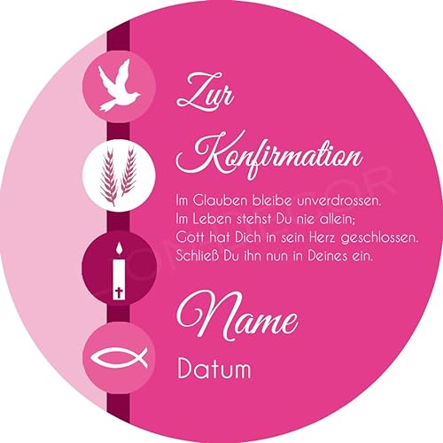 Tortenaufleger Konfirmation3 / mehr Farben zur Auswahl / 20 cm Ø (pink) von Lion-Decor GmbH
