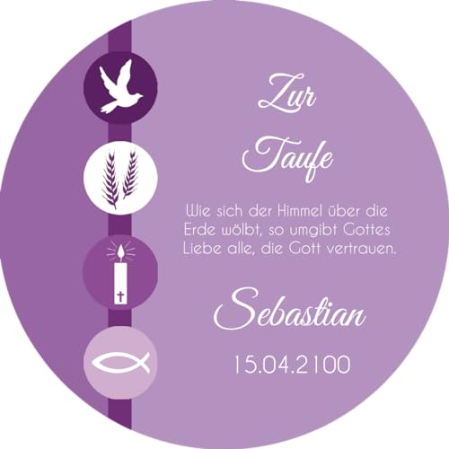 Lion-Decor GmbH Tortenaufleger Tortenbild 1 GEBURTSTAG I KOMMUNION I KONFIRMATION I TAUFE I HOCHZEIT I FIRMUNG... personalisiert mit Wunschtext & Datum (lila) von Lion-Decor GmbH