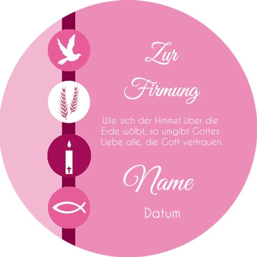 Tortenaufleger Tortenbild 1 GEBURTSTAG I KOMMUNION I KONFIRMATION I TAUFE I HOCHZEIT I FIRMUNG... personalisiert mit Wunschtext & Datum (rosa) von Lion-Decor GmbH