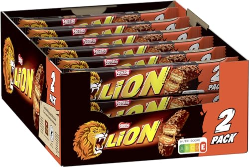 Lion Lion Nestlé LION Schokoriegel mit Karamell, bissiger Snack, knackige Schokolade & knusprige Crisps, Karamellfüllung, das besondere Beißerlebnis, Multi-Pack, 28er Pack (à 2 x 30g) von Nestlé Lion