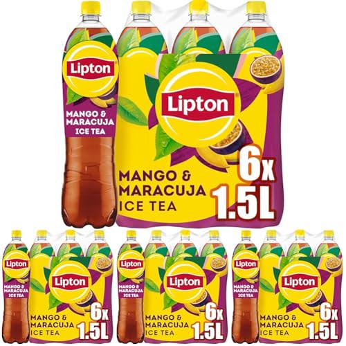 LIPTON ICE TEA Mango & Maracuja, Eistee mit Mango & Maracuja Geschmack, EINWEG (6 x 1.5 l) (Packung mit 4) von Lipton