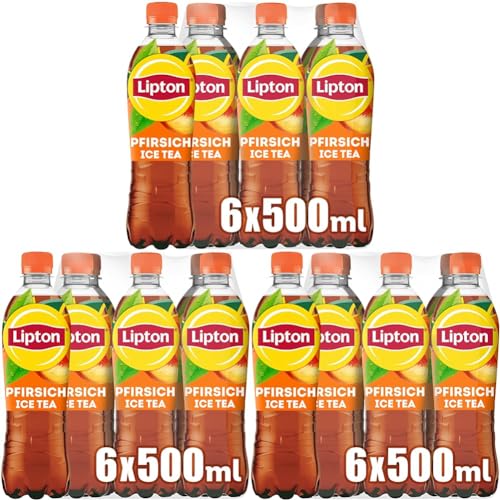 LIPTON ICE TEA Peach, Eistee mit Pfirsich Geschmack, EINWEG (6 x 0.5 l), 500 ml (18er Pack) von Lipton