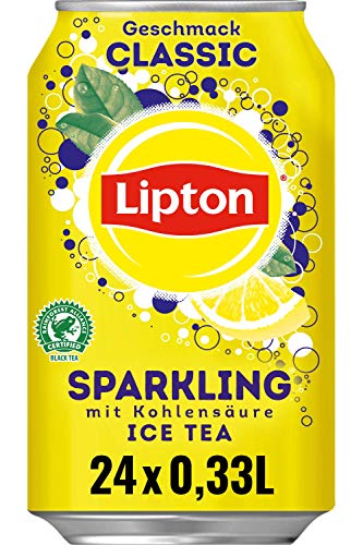 LIPTON ICE TEA Sparkling Classic, Eistee mit Kohlensäure und Zitronen Geschmack (24 x 0.33l) von Lipton