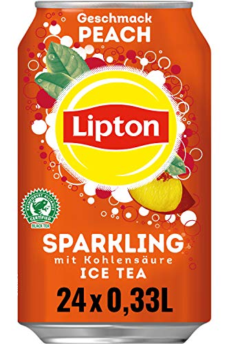 LIPTON ICE TEA Sparkling Peach, Eistee mit Kohlensäure und Pfirsich Geschmack (24 x 0.33l) von Lipton