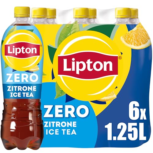 LIPTON ICE TEA Zero Lemon, Zuckerfreier Eistee mit Zitronen Geschmack, EINWEG (6 x 1.25 l) von Lipton