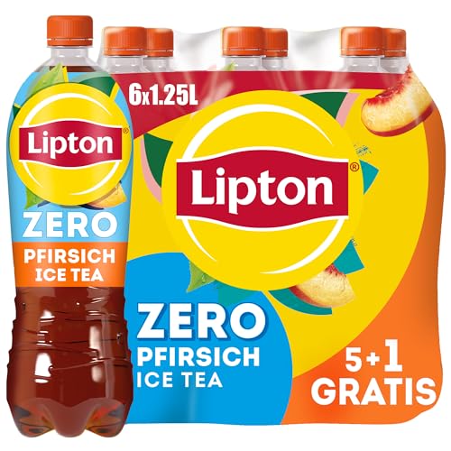 Lipton ICE TEA Zero Peach, Promo Pack (5 + 1 GRATIS), Zuckerfreier Eistee mit Pfirsich Geschmack, EINWEG (6 x 1.25 l) (Verpackungsdesign kann abweichen) von Lipton