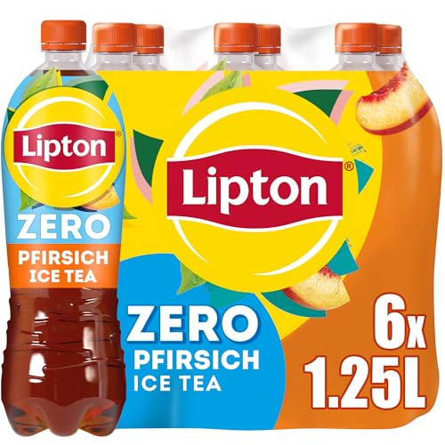 LIPTON ICE TEA Zero Peach – Zuckerfreier Eistee mit Pfirsich Geschmack , EINWEG (6 x 1.25 l) von Lipton