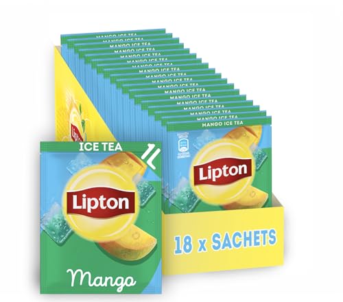 Lipton Eistee Pulver Set, "Mango", Erfrischung für die ganze Familie, 18x Sachet, in Pulverform zum Selbermachen von Lipton