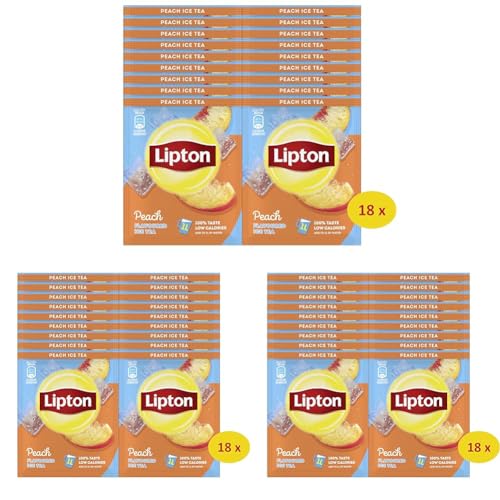 Lipton | Eistee Pulver "Pfirsich" | Sommerliche Eisteevariante | in Pulverform zum Selbstzubereiten | 18x Sachets (Packung mit 3) von Lipton