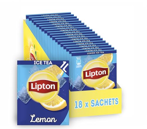 Lipton Eistee Pulver Set, "Zitrone", Erfrischung für die ganze Familie, 18x Sachet, in Pulverform zum Selbermachen von Lipton