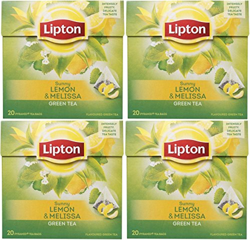 Lipton - Grüner Tee mit Zitrone Melissa Pyramiden Teebeutel - 4 Schachteln von Lipton