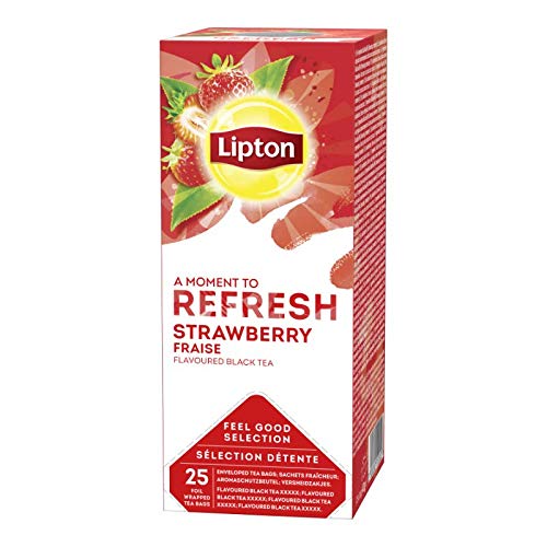 Lipton Gute Auswahl Auswahl schwarzer Tee Erdbeere 25 Beutel | 6x | Gesamtgewicht 195 gr von Lipton