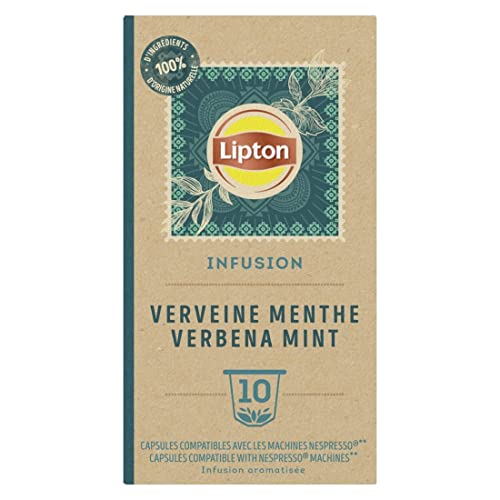 Lipton Infusion Eisenkraut Minze Kapseln kompatibel mit Nespresso, Anti-Stress, schmackhafter Minzduft, 1 x 10 Kapseln von Lipton