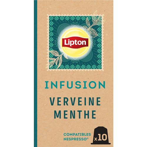 Lipton Infusion Eisenkraut Minze Kapseln kompatibel mit Nespresso, Anti-Stress, schmackhafter Minzduft, 1 x 10 Kapseln von Lipton