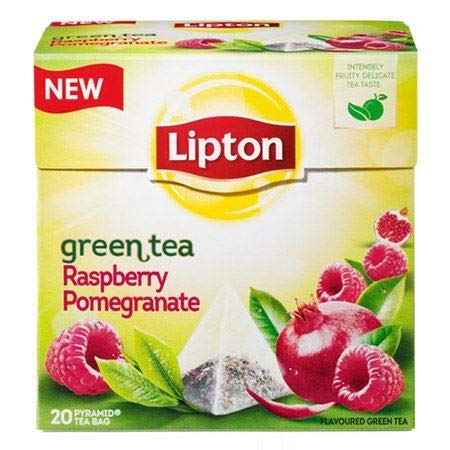 Lipton Pyramids Raspberry & Pomegranate Green Tea, 20 Teebeutel - 12 Stück von Lipton