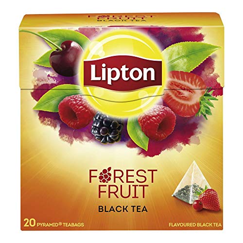 Lipton Schwarzer Tee Waldfrucht für echte Teegenießer aus nachhaltigem Anbau 20 Pyramidenbeutel 1 Packung von Lipton